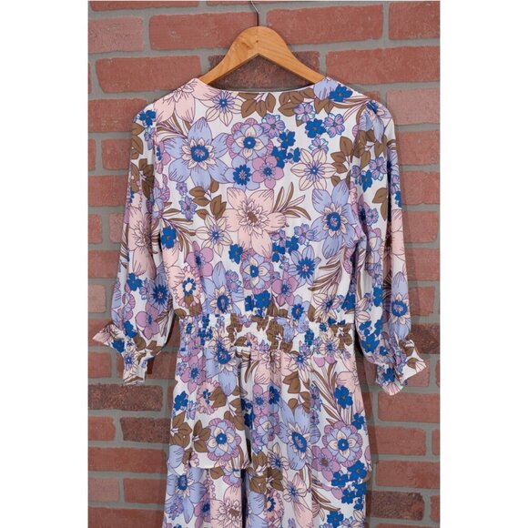 Purple Floral Print Dress - Small - Picture 5 of 7